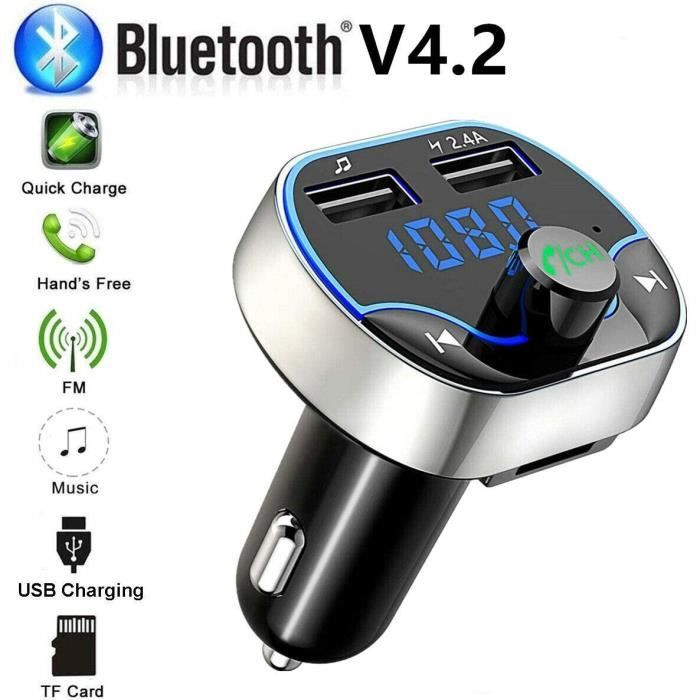 eTakin® Transmetteur FM pour Voiture, Bluetooth 4.2 Adaptateur Audio Chargeur de Voiture Lecteur MP3 Avancé Bluetooth Kit Voiture