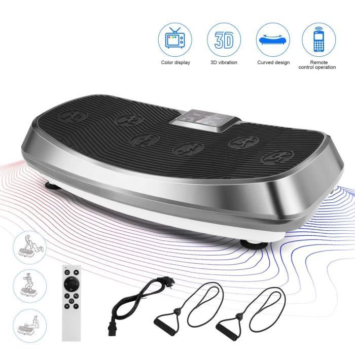 ANCHEER 3D Fitness Plateforme Vibrante Professionnelle avec 2 Moteurs écran Tactile, télécommande + Bandes de résistance- Gris