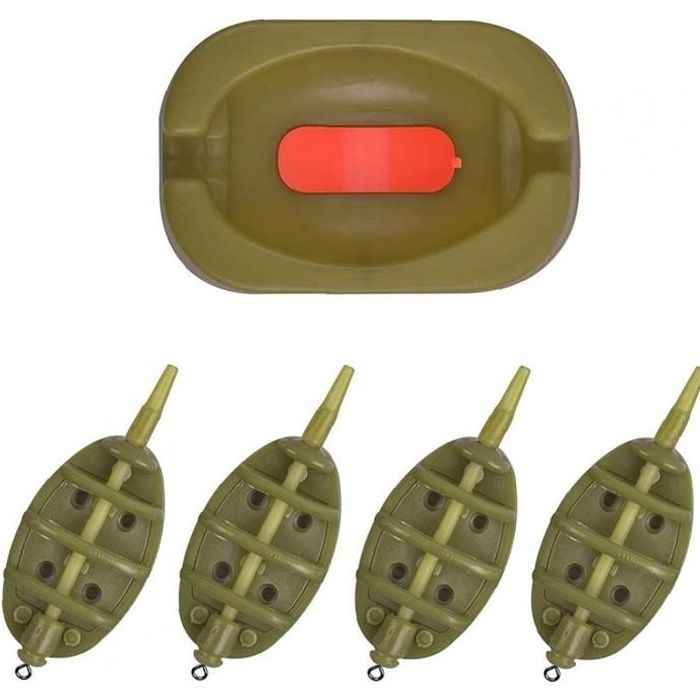 Pêche Feeders Inline plat Pêche à la carpe Méthode plomb avec 5PCS Mold Bait Quick Release