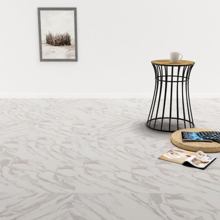 Planche de plancher PVC autoadhésif 5,11 m² Blanc Marbre -YNF
