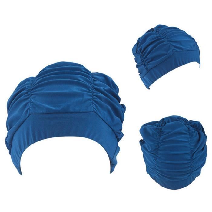 Natation Chapeau Femmes Unisexe Chapeau de bain à cheveux longs Bonnet de bain Capuchon d'étirement bleu