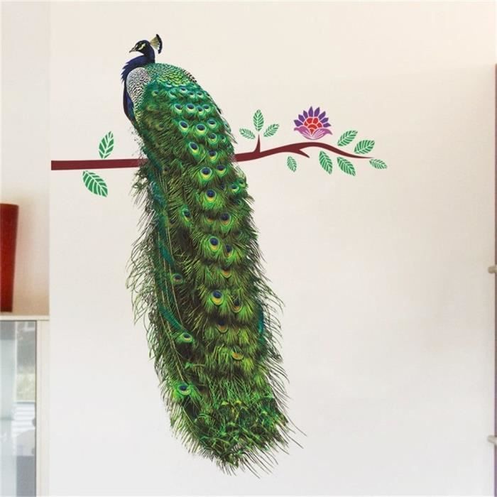 Affiche Plumes 3d Vivid Animaux Stickers Muraux Stickers Muraux Paon Sur Branche Affiche Plumes 3d Vivid Animaux Stickers Muraux