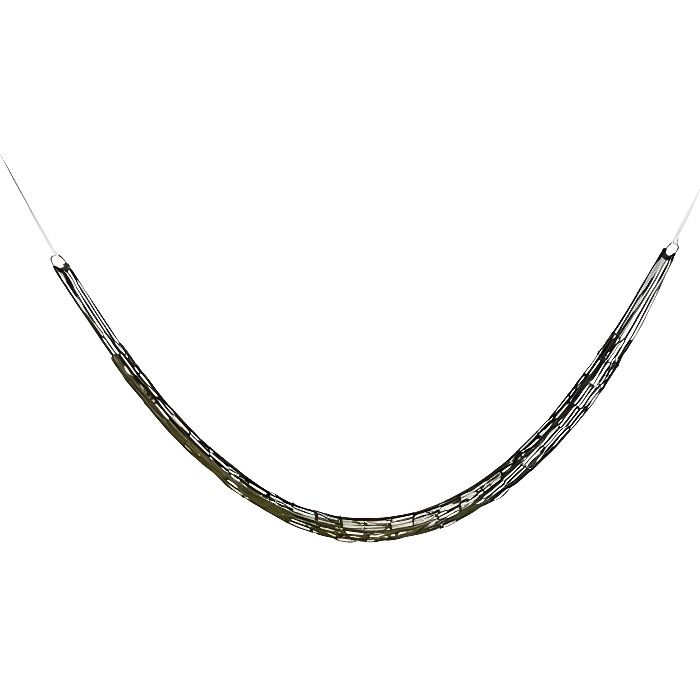 Hamac en filet cordages de nylon * Dimensions ouvert : 240 x 80 cm * Poids max supporté : 100 kg * Matière : cordages de nylon *