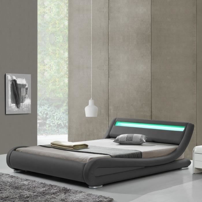 Lit design LED Julia - 140x190 - Gris