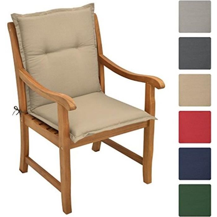 Beautissu Coussin dossier bas Loft NL 100x50x6cm Nature - Coussin chaise bas - Coussin exterieur jardin