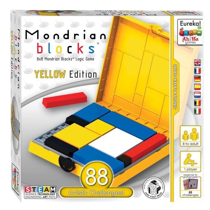 Ah!Ha Games jeu de logique Mondrian Blocks jaune 56 pièces