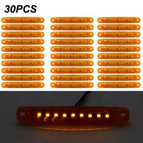 30pcs amber 12v -Feu de signalisation latéral ambre pour Bus-camion-remorque-camion, feu arrière étanche 24V, plaque d'immatricul
