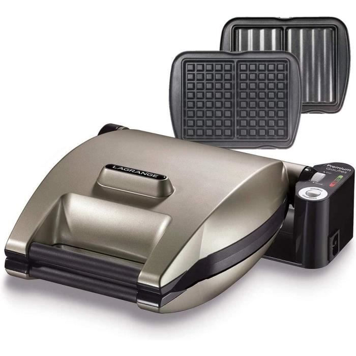 Lagrange 019422 Gaufrier Premium Gaufres + Croque monsieur Taupe