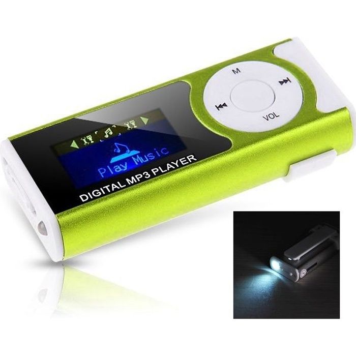 Lecteur MP3 avec écran digital et lampe de poch…