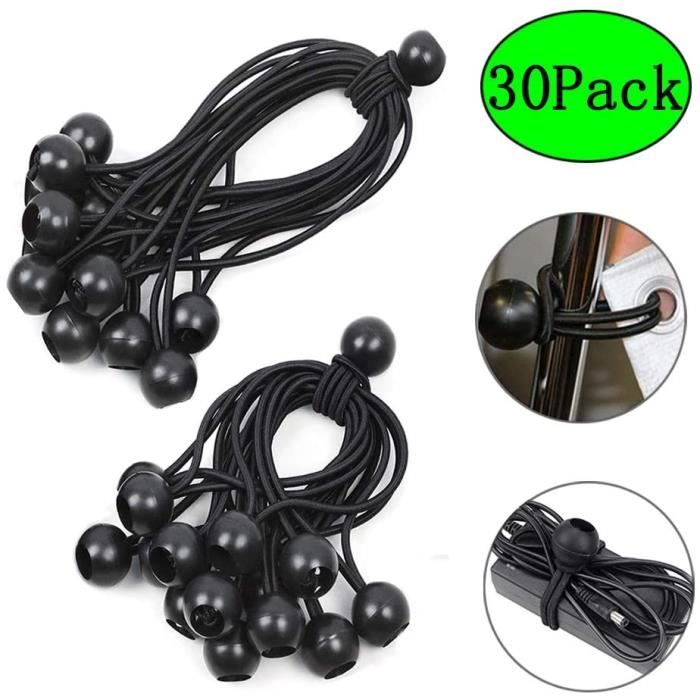 Tendeur Bache, Tendeur Boule, Tendeur Elastique Noir, Tendeur Élastique pour Pavillon,Bâche,Camping,Tente,Rideaux Harnais