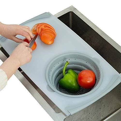 Planche à découper,Planche à découper pliable avec passoire pour cuisine 2 en 1 planche à découper et crépine outil de - Type Gray