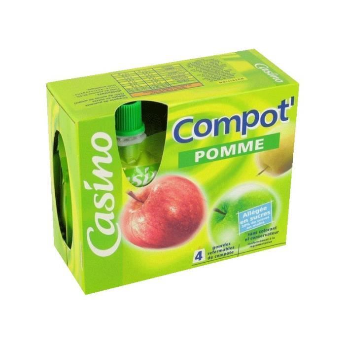 CASINO Compotes Pomme Gourdes - 4x90 g
