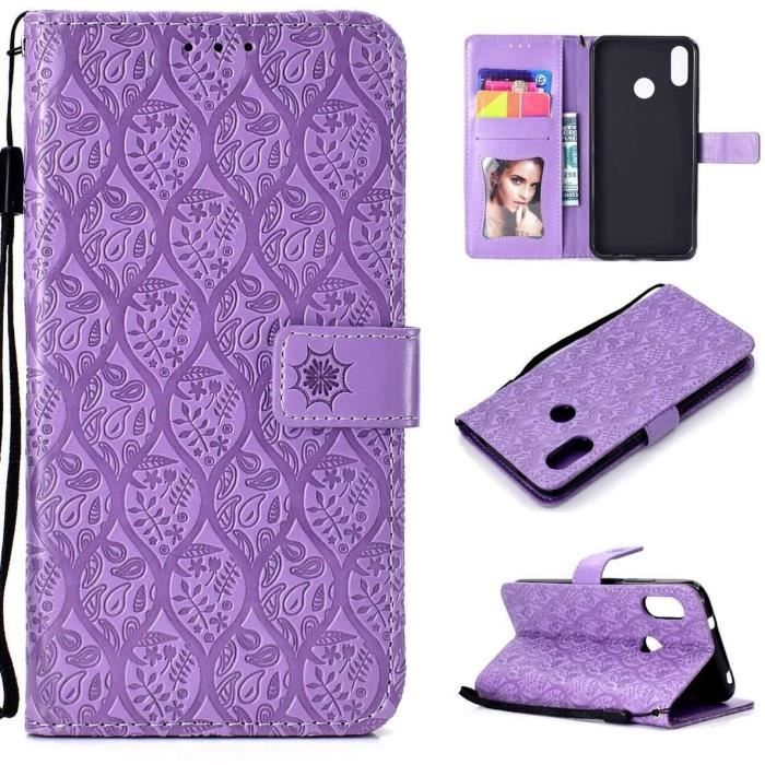 Xiaomi Mi A2 Lite Coque, Etui Portefeuille Ultra-Fin en Cuir PU, Conception de Boucle magnétique, Étui en rotin 3D en Relief, PoD