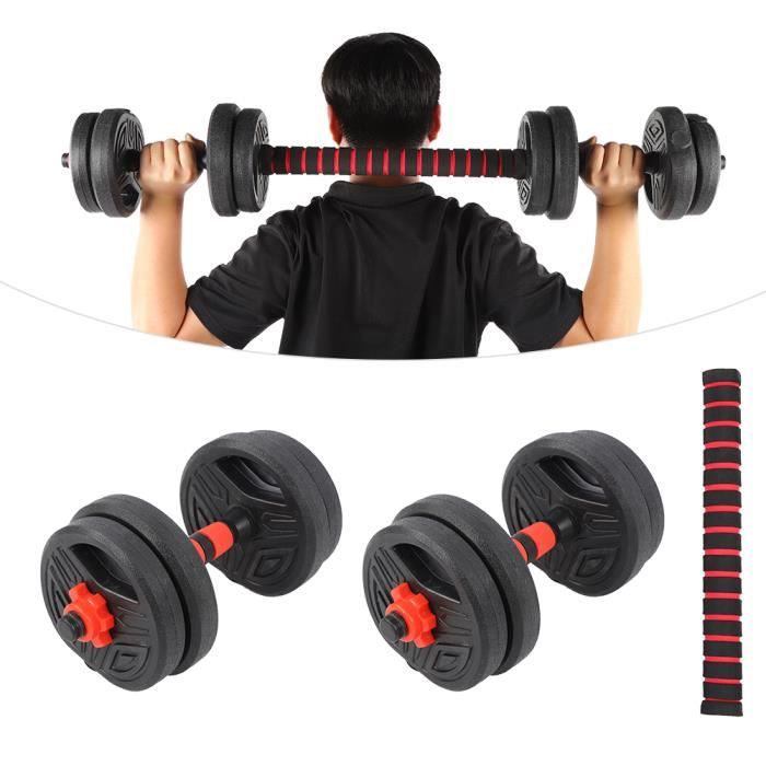 Lot d'haltères 10 kg avec tige de connexion de 40cm HB035