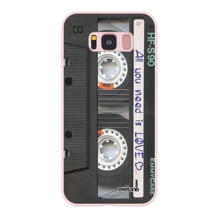 Coque pour Samsung Galaxy S8 Silicone Liquide Douce rose pâle Cassette Ecriture Tendance et Design Evetane