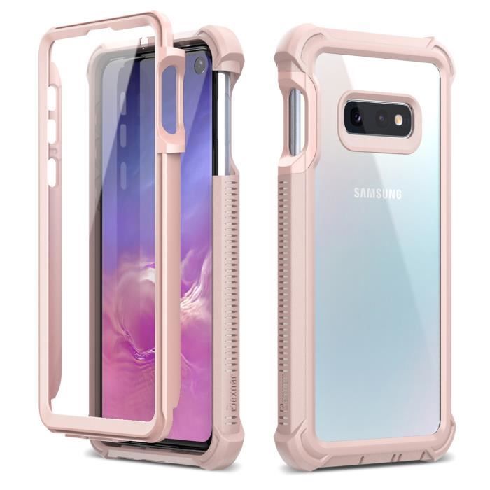 GrandEver Coque Samsung Galaxy S10e 360 Protection avec Protecteur d'écran Protection dure anti-choc et absorption des chocs Or Rose