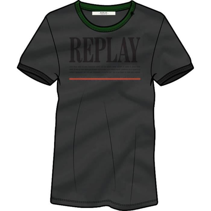 vêtements femme t-shirts replay w3122a. t-shirt à col rond femme en jersey de pur coton, coupe normale avec bords du col et bas des