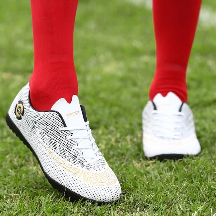 Chaussures de football pour hommes Chaussures de football avec chaussures à jambes basses pour le sport Blanc