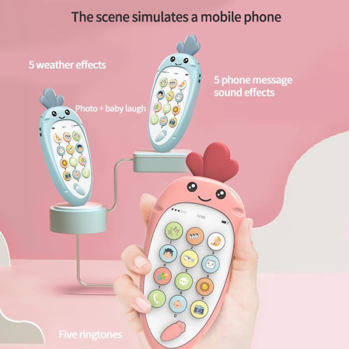Jouet de téléphone musical pour enfants- Jouets interactifs parent-enfant- Cadeaux pour enfants- Rose