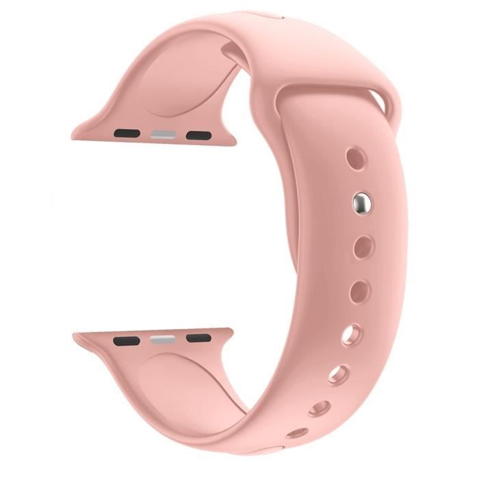 [Compatible Apple iWatch 42 mm] Bracelet Silicone Rose Souple Taille S-M Sport Mixte Remplacement Montre