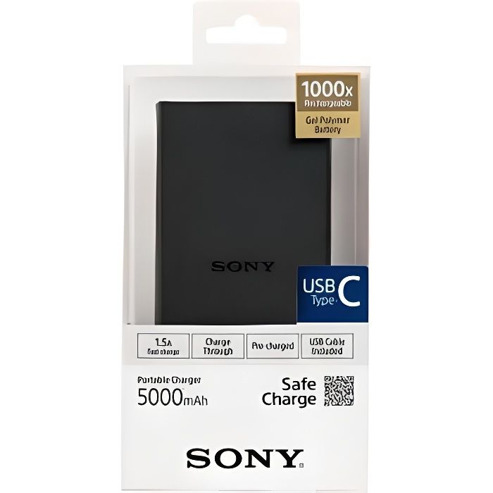 PowerBank SONY noir 5000 mAh Combo B- C