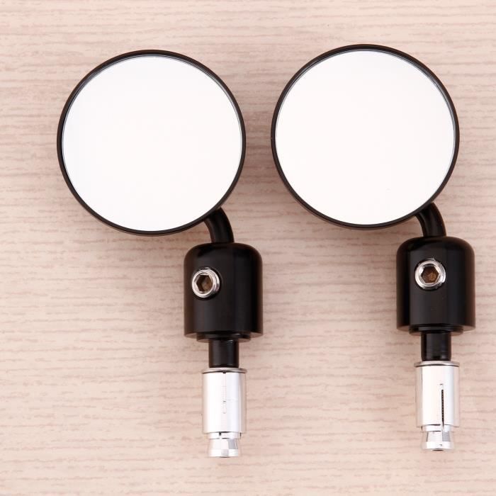 Retroviseur Moto miroir 70mm Forme rond universel embout guidon 7-8- 22mm Noir