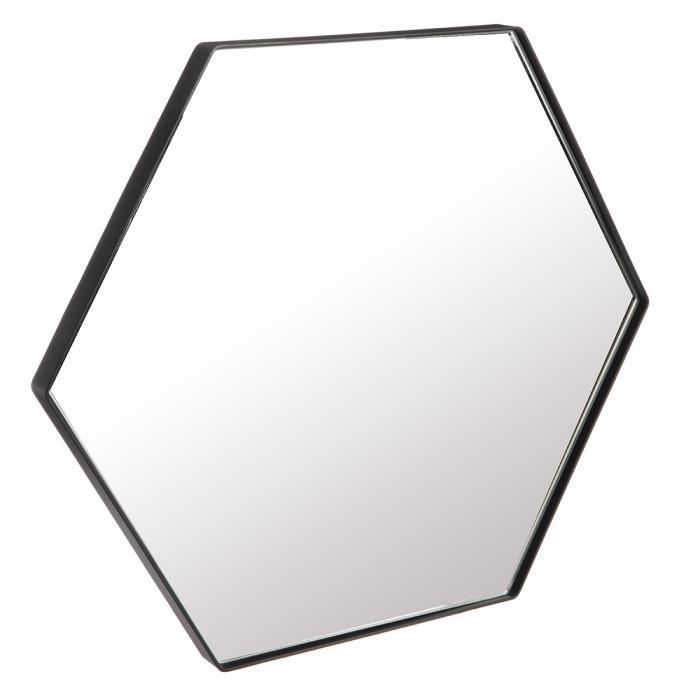 Miroir design en métal forme hexagonale 40cm Noir