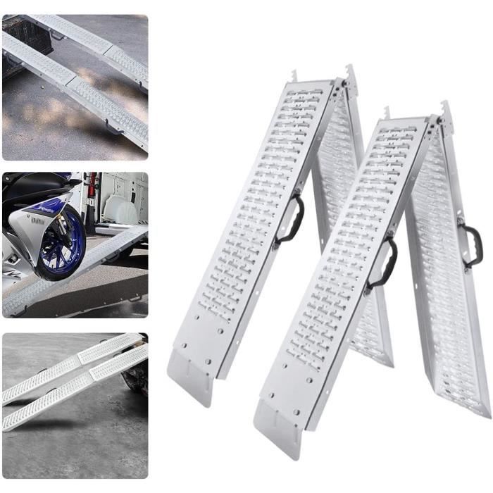 Rampe de chargement jusqu'à 400 kg, largeur 22,5 cm, rampe de chargement antidérapante pour remorques, motos, VTT, quads, lot de 2.