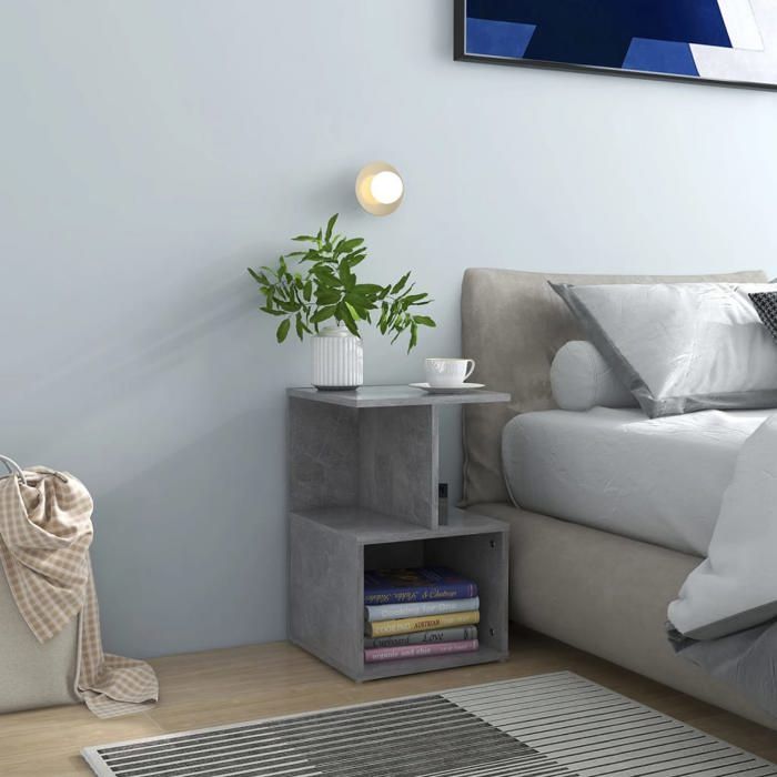 CHIC Lot de 2 Chevets MODE - Commode de chambre 2 pcs Gris béton 35x35x55cm Aggloméré77340