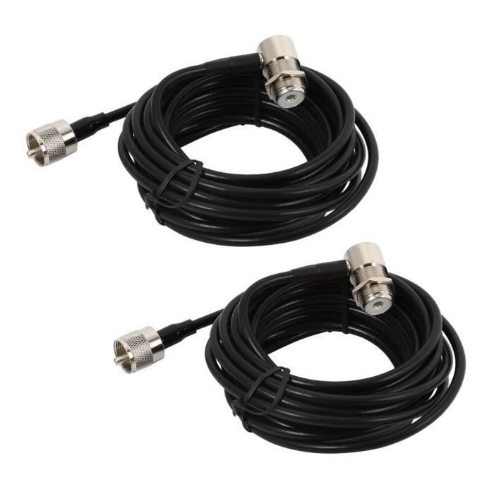 Lot De 2 Câbles RG58 PL259 Vers SO239 5 M - Rallonge Antenne Radio Voiture, Connecteurs UHF - 7
