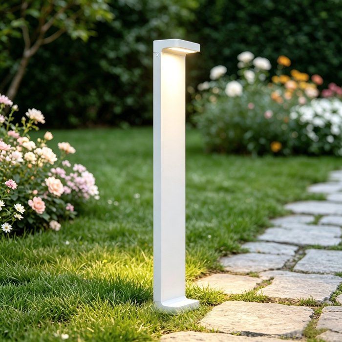 Mai & Mai Lampe sur Pied Extérieur 100x60x600mm Blanc Lumiere Eclairage Extérieur LED IP65 Desgin LumaTorch