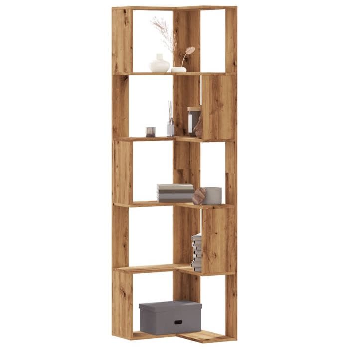 vidaXL Bibliothèque dangle 5 niveaux chêne artisanal bois ingénierie étagère à livres dangle vitrine dangle armoire 852590
