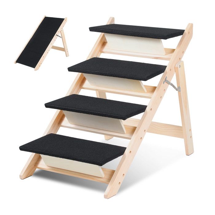 Meilleurs prix pour Eulenke Escalier pour chien 2 en 1 Rampe pour chien Pliable en bois Aide à l'accès au lit Canapé Voiture Antidérapant