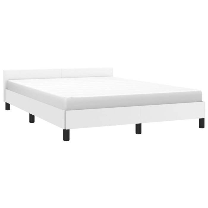 Cadre de lit double - UU - avec tête de lit sans matelas - blanc 140x190 cm - LL0000157554