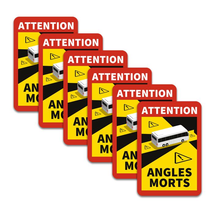 Lot de 12 Stickers Angles Morts - Angles Morts sur Les véhicules Lourds - Autocollant Waterproof