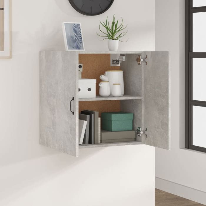 Bon plan Armoire murale - JILI HOT - Buffet haut de cuisine Étagère de Rangement Gris béton 60x31x60cm - Bois dingénierie