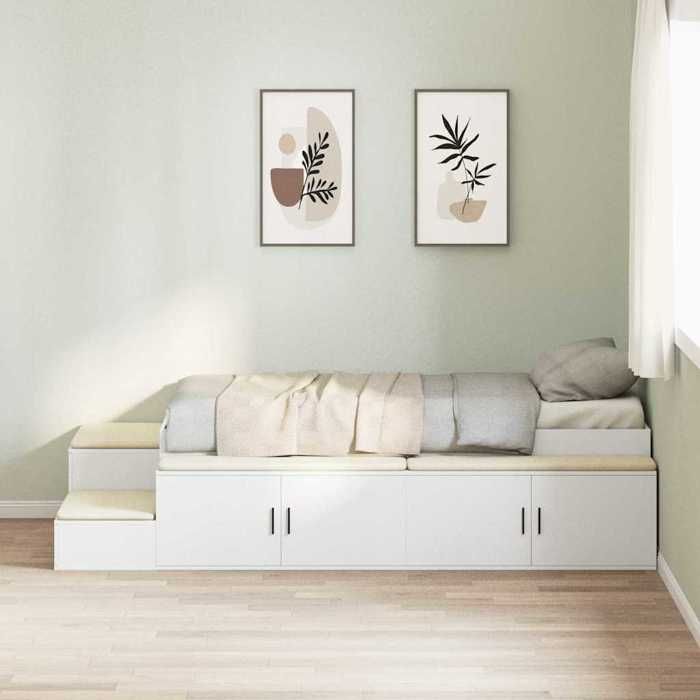 vidaXL Cadre de lit avec rangement Blanc 80 cm Bois dingénierie 3335573