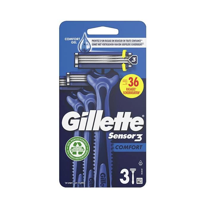 Gillette Sensor3 Comfort Rasoirs Jetables Pour Homme 3 Unit s Gillette Sensor3 Comfort Rasoirs Jetables Pour Homme 3 Unit s