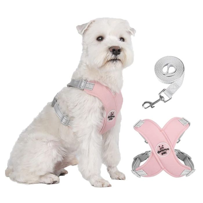 Harnais pour chien Pet X Frame anti-traction avec laisse réglable réfléchissant anti-étranglement avec gilet rembourré (rose)
