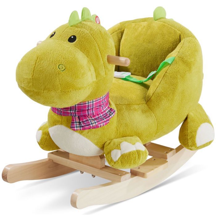 Jouet à bascule - TECTAKE - Dinosaure à bascule avec housse et effet sonore à partir de 12 mois 35 x 70 x 50 cm - Vert