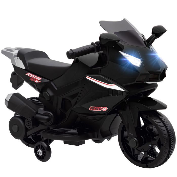 Moto électrique enfants - AIYAPLAY - effets lumineux et sonores roues dentraînement - PP et métal - 75x36x49cm - noir