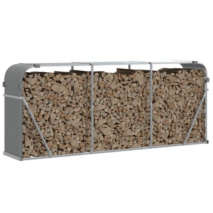 BEL ACHAT*Porte-bûches ou chauffage - magasin de bûches gris clair 234x45x100 cm acier galvanisé Promo718396 BEL ACHAT*Porte-bûches ou chauffage - magasin de bûches gris clair 234x45x100 cm acier galvanisé Promo718396