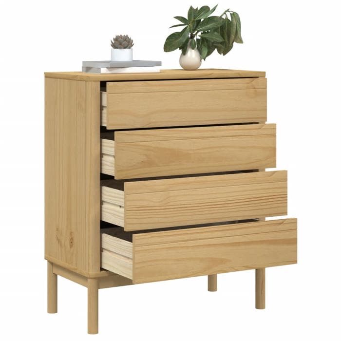 BUFEET Avec rangement Brun - LEMON® Commode de chambre FLORO - cire - Marron - Bois de pin massif 310 - Soldes
