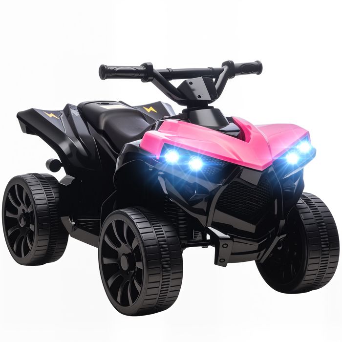 AIYAPLAY Quad &Eacute;lectrique Enfant 6v 3km/H Max. Phares Led Effet Sonore Marche Av Ar Rose