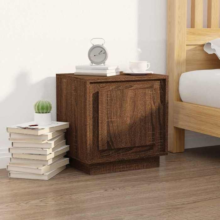 Tables moderne - Brun - Tables de chevet - (2 pcs) - chêne marron 44x35x45cm bois dingénierie T1356