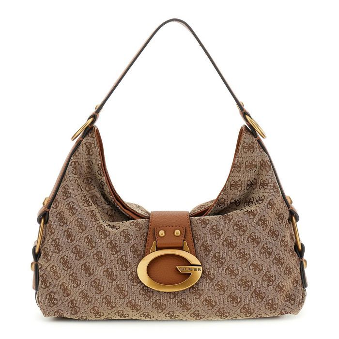 GUESS Sac à épaule brun clair beige pour femme - Camden Shoulder Bag Latte Logo / Cognac 349786