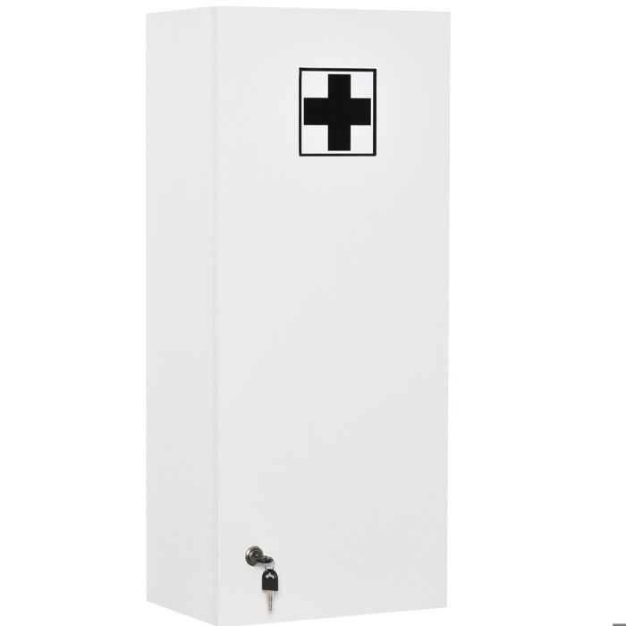 SENVIRO Armoire à pharmacie murale verrouillable 30 x 20 x 70 cm 4 étagères réglables en verre 2 clés blanc