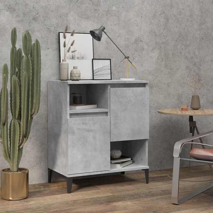Gris Buffet Gris béton 60x35x70 cm Bois dingénierie - Meuble Rangement LV34222