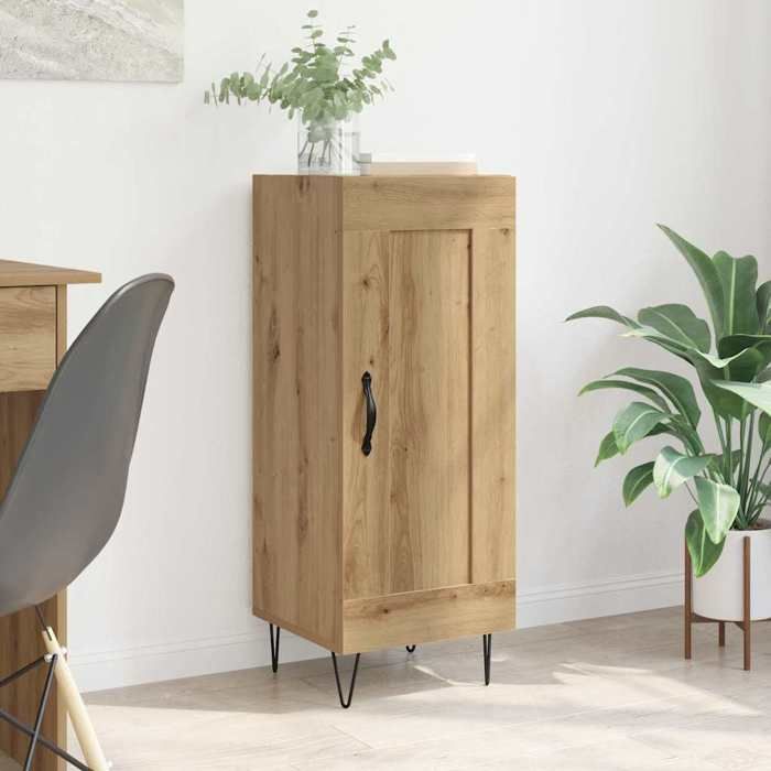 Marron Buffet Chêne artisanal 34 5x34x90 cm - Meuble Rangement LV40097