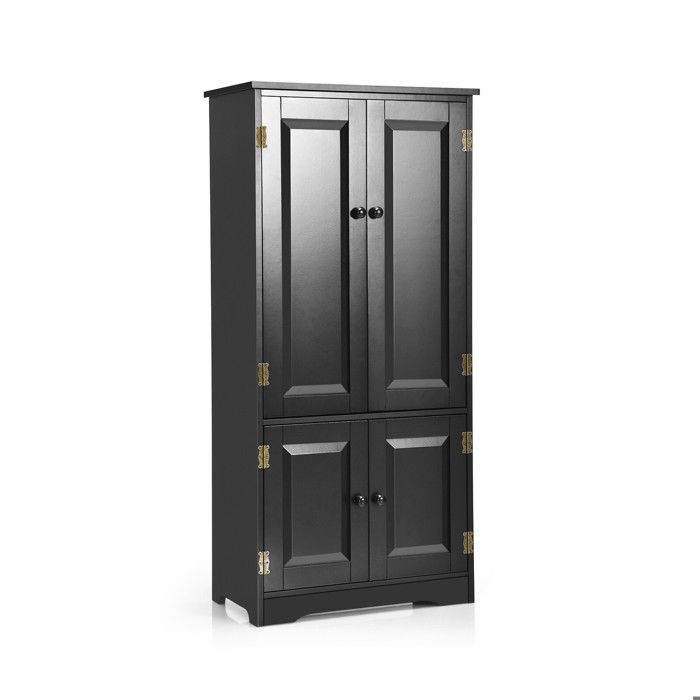 Meuble de rangement 2 portes avec étagères réglables style antique noir pour salon chambre ou petit espace